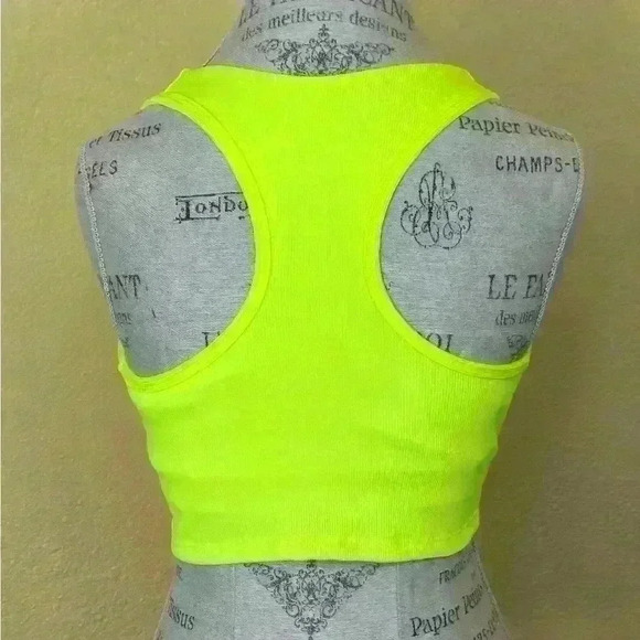 BCBGMaxAzria Neon Yellow Tie Front “Ballerina” Top With Sports Bra Medium EUC! - Picture 6 of 11